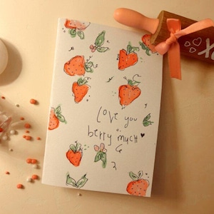 Handmade Watercolor Valentine's Day Strawberry Card