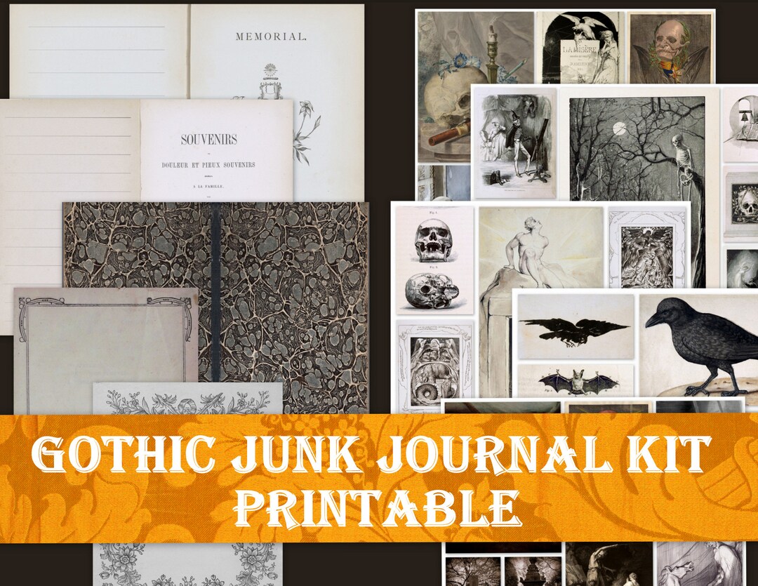Gothic Junk Journal Kit, Gothic Junk Journal Printable, Goth Sticker ...