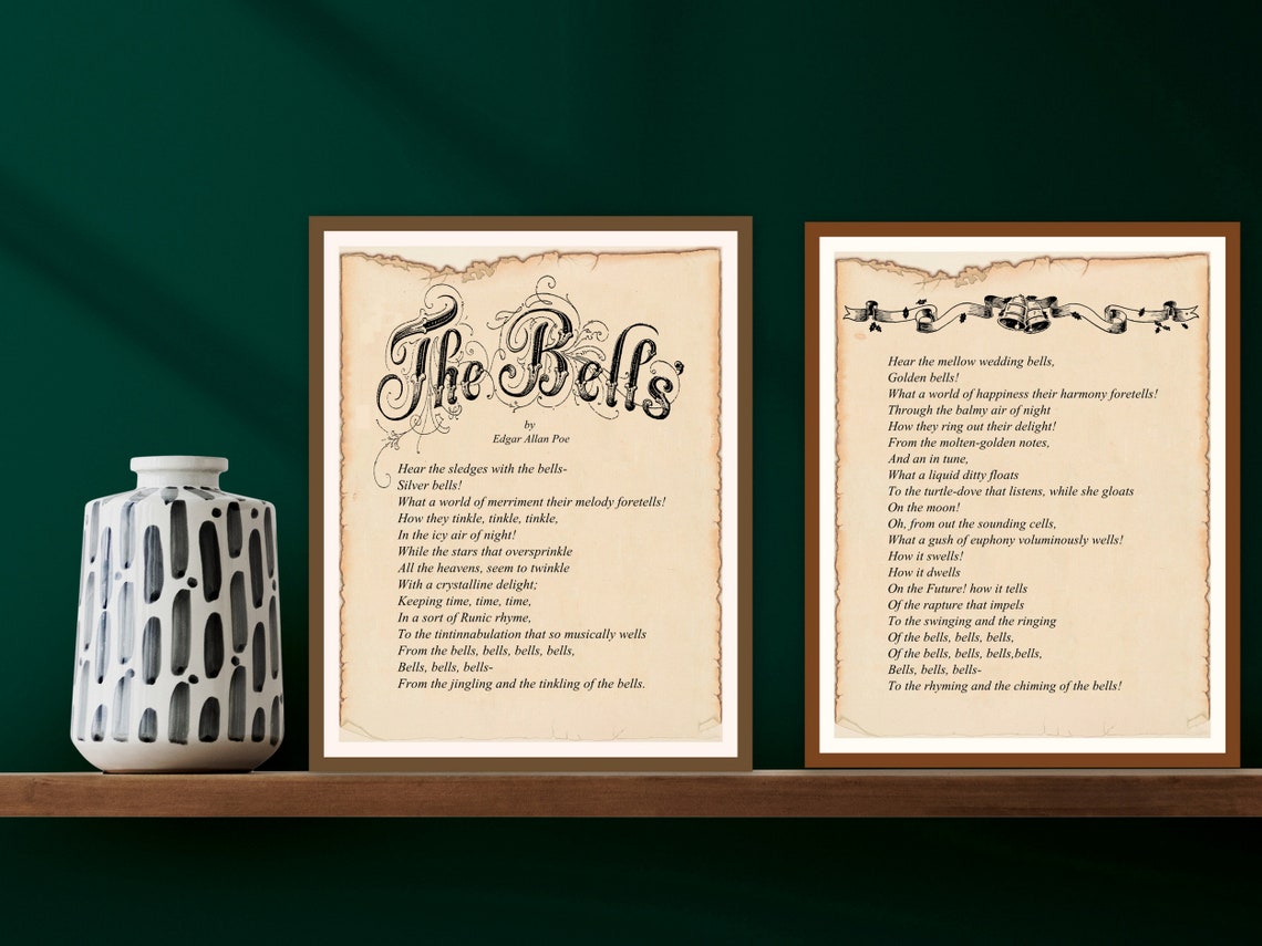 Edgar Allan Poe the Bells Poem, Poe Junk Journal Supplies, Poe