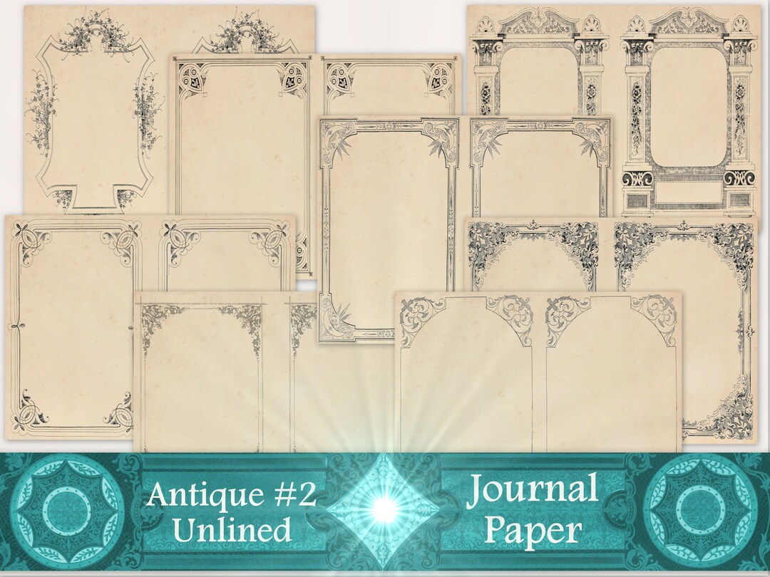 Blank digital paper with vintage border set of 8 printable medieval