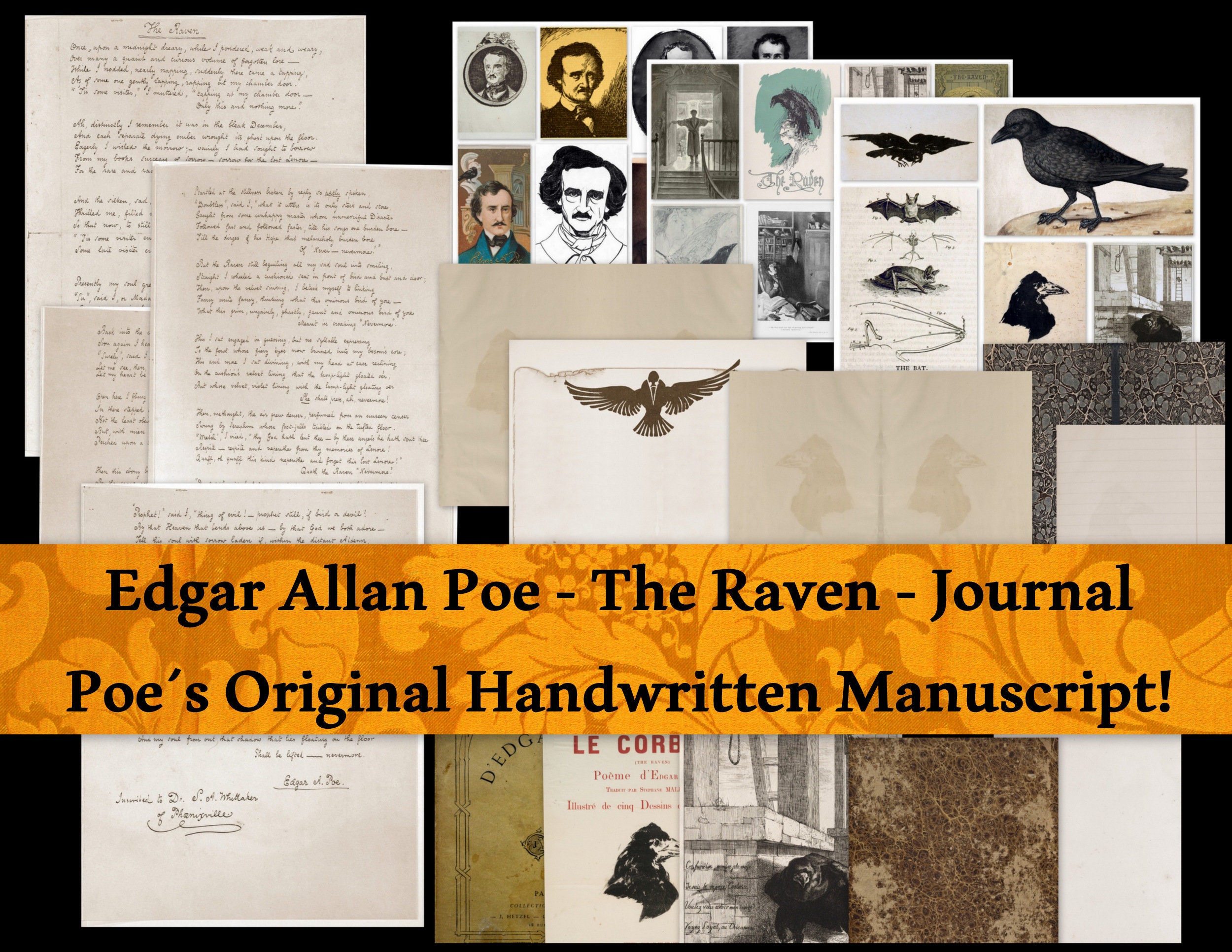 Edgar Allan Poe the Raven Original Handwritten Manuscript - Etsy
