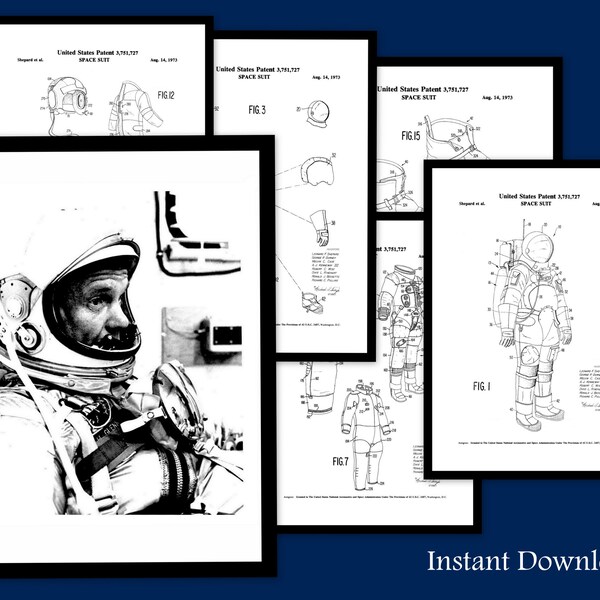 Apollo Space Suit Patent Poster, Astronautics Blueprint Digital, Moon Mission, Astronaut Blueprint, Space Art Set, Art Digital Print Download