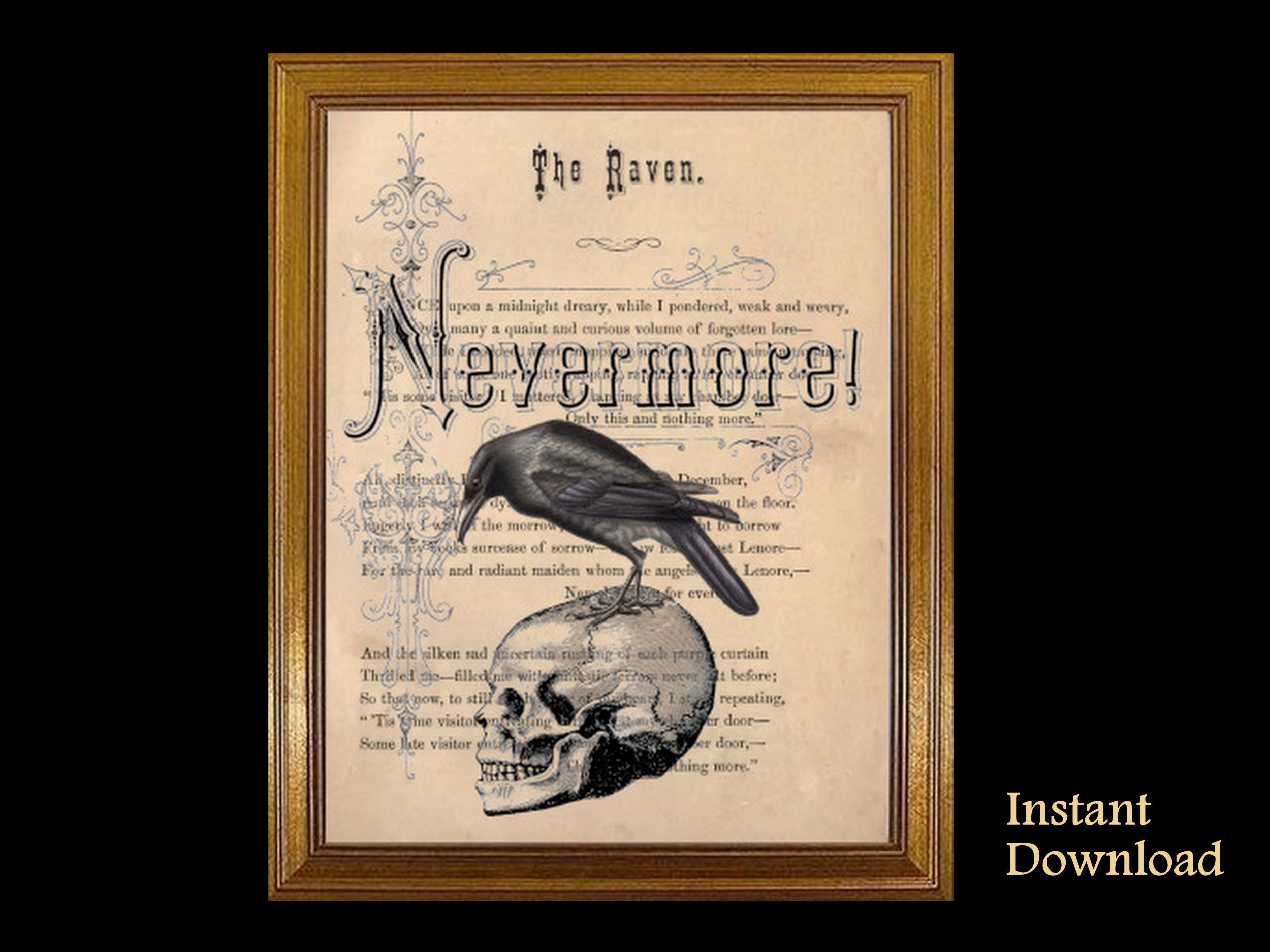Edgar Allan Poe Art Raven Nevermore Poem Poster Raven on - Etsy