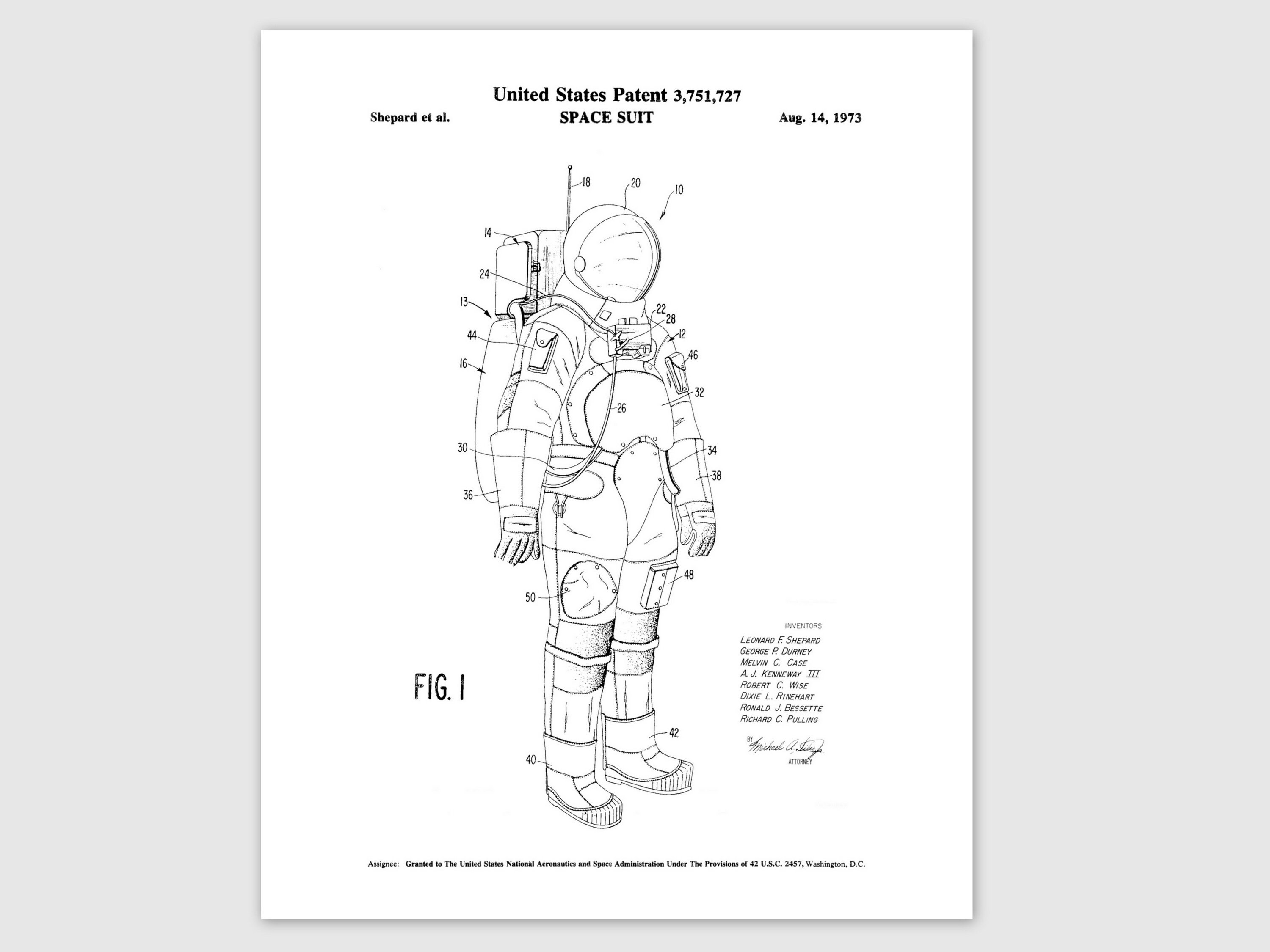 Blueprint Apollo Spacesuite Patent Art, Moon Space Mission, Astronaut ...