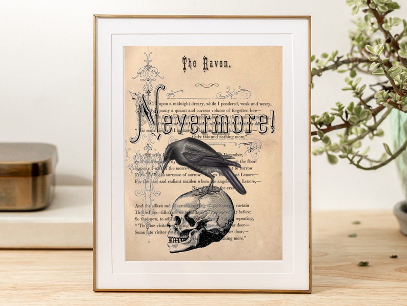Edgar Allan Poe Art Raven Nevermore Poem Poster Raven on - Etsy