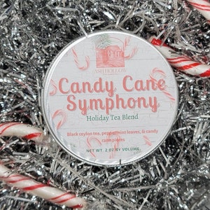 Candy Cane Symphony Loose leaf holiday tea blend: hand blended tea, peppermint tea, candy cane tea, Christmas tea, holiday tea, tea gift