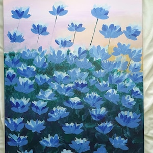 Original Abstract Painting - Lotus Field, Acrylic on 18x24 Canvas.