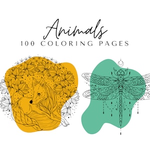 Animals Coloring Pages - Printable Adult Animals Coloring Book - 100 Pages