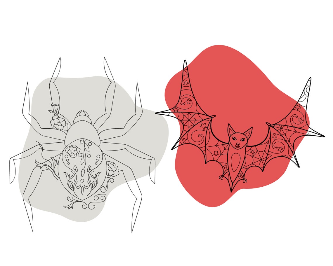 Halloween Coloring Pages Printable Adult Halloween Coloring Book - Etsy
