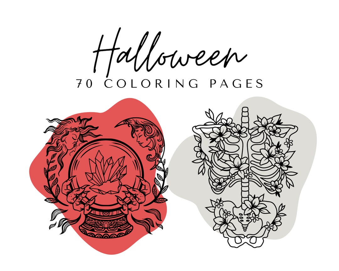 Halloween Coloring Pages - Printable Adult Halloween Coloring Book - Etsy