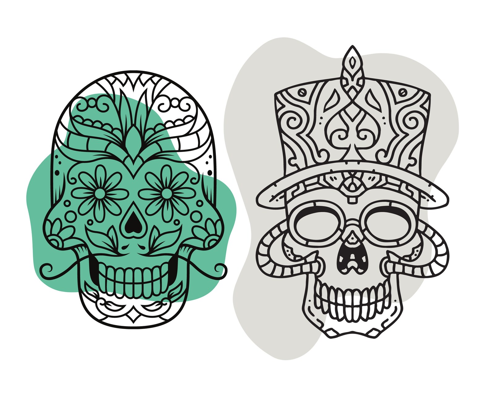 Skulls Coloring Pages - Printable Adult Skulls Coloring Book - 20 Pages ...