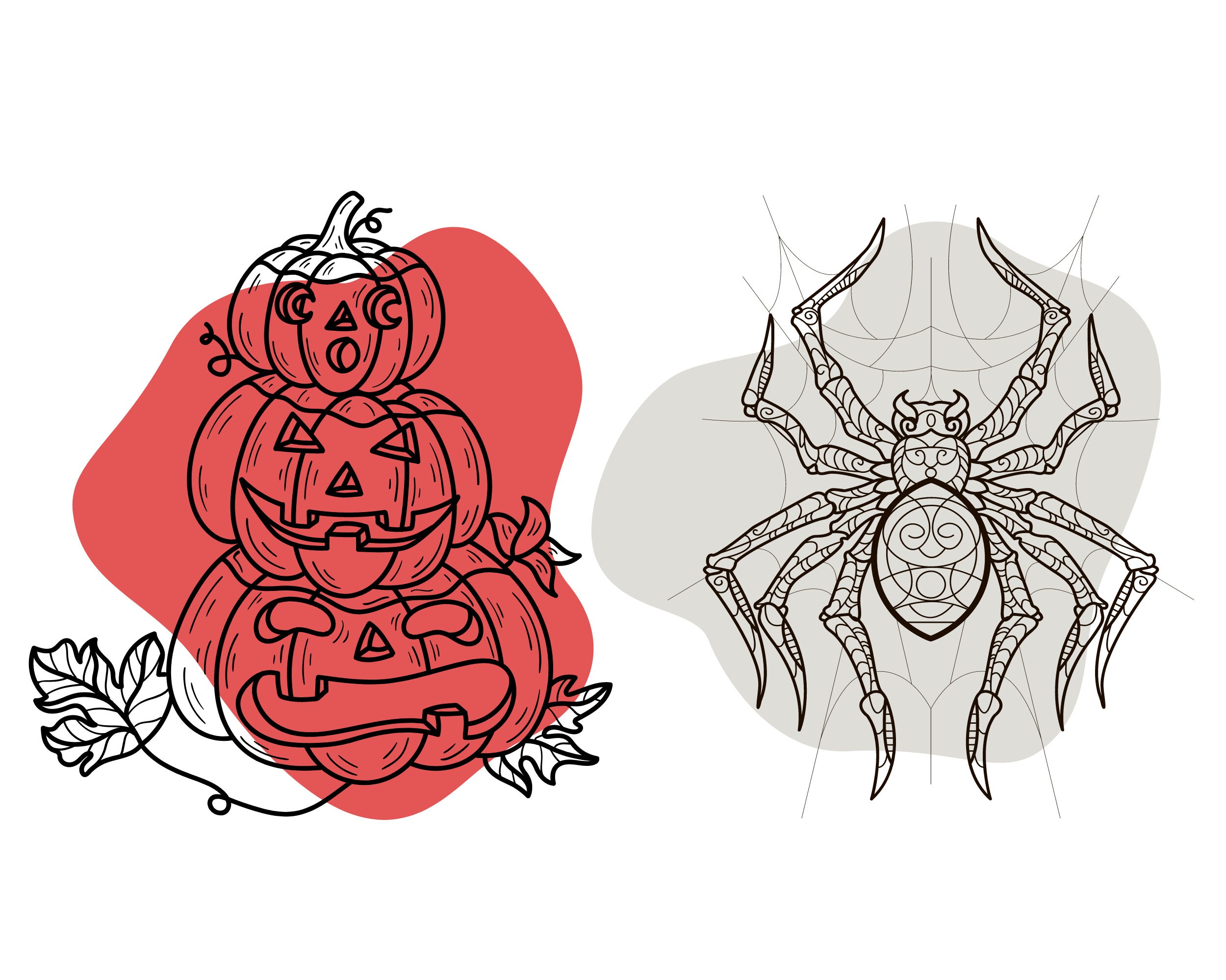 Halloween Coloring Pages Printable Adult Halloween Coloring Book Etsy