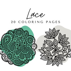 Lace Coloring Pages - Printable Adult Lace Patterns Coloring Book - 20 Pages