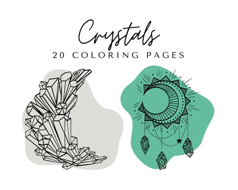 Crystal Coloring Pages Printable Adult Coloring Book 20 Pages image 1