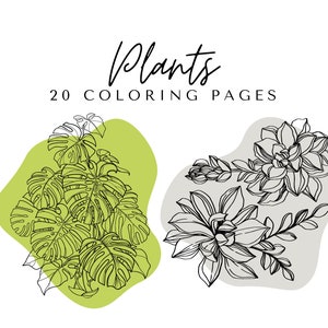 Plants Coloring Pages - Printable Adult Plants Coloring Book - 20 Pages