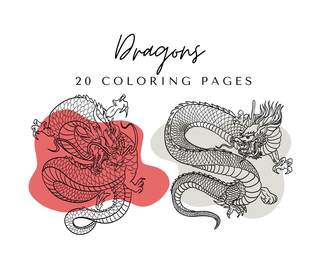 Dragons Coloring Pages - Printable Dragons Coloring Book - Etsy