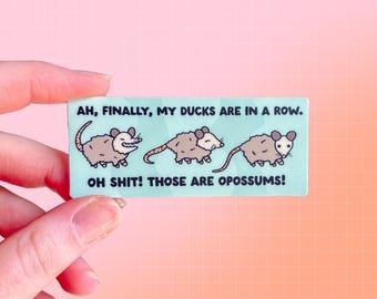 Ducks in a Row Opossum Sticker | Humor funny | Wildlife | Waterbottle stickers | Trash Kittens | Opossums | Mental Health | ADHD | Silly