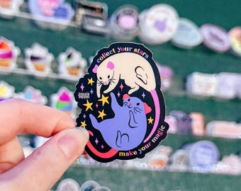 Collect Stars Make Magic Sticker | Rats Ratty Fantasy | Colorful Abstract | Critter Woodland | Stars | Vinyl | Healing | Animals | Growth