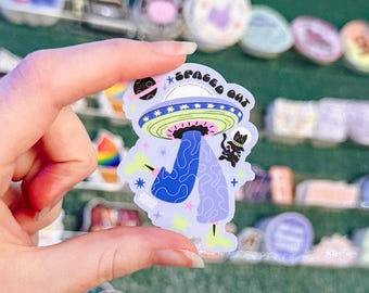 Spaced Out Sticker | Funny Sarcasm Silly | Dark Humor | Universe | Wrong Timeline | Space Planet Stars | Vinyl | ADHD Dissociation High