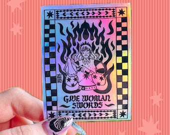 Give Women Swords Sticker | Fantasy | Feminist | Equality | Human Rights | Abortion Healthcare | Liberal | Leftist | Punk Emo | Feminism