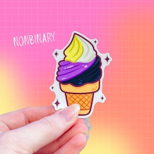 Nonbinary Ice Cream Sticker | LGBTQIA | Subtle PRIDE Sticker | Queer | LGBTQ+ | Support Acceptance | Gender Identity | Flag Rainbow