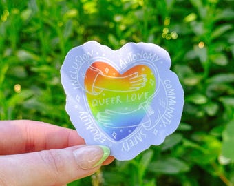Queer Love Sticker | Community | Colorful Abstract | Autonomy | Vinyl | Inclusion | Safety | Equality | Equity | Diversity | LGBTQ | Ally