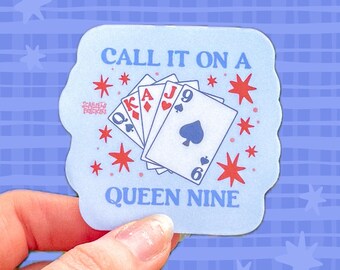 Call It Queen Nine Euchre Sticker | Michigan | Michigander | Card Games | Deck of Cards | Mitten | Table Top | Midwest | Trick Taking