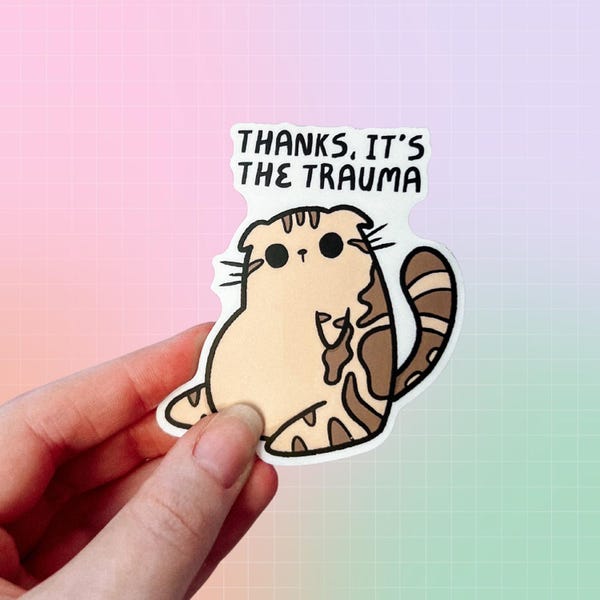 CPTSD Cat Sticker | PTSD | Funny Cat | Disability | Trauma | Spoonie | Chronic Illness |  Awareness Support Warrior | Therapy Mental Health