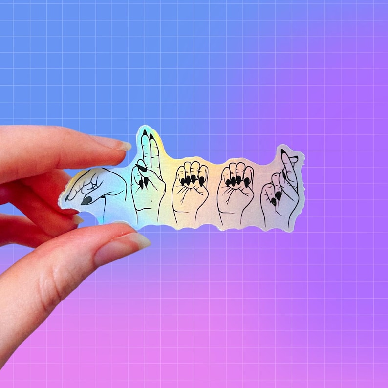 Queer Sign Language ASL Queer Holographic Sticker | Subtle PRIDE Sticker | American Sign ...