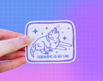 Screaming is Self Care Sticker | Funny Humor | Neurodiversity | Mental Health | Anxiety Depression | Husky Scream | Hiss | Dog Silly