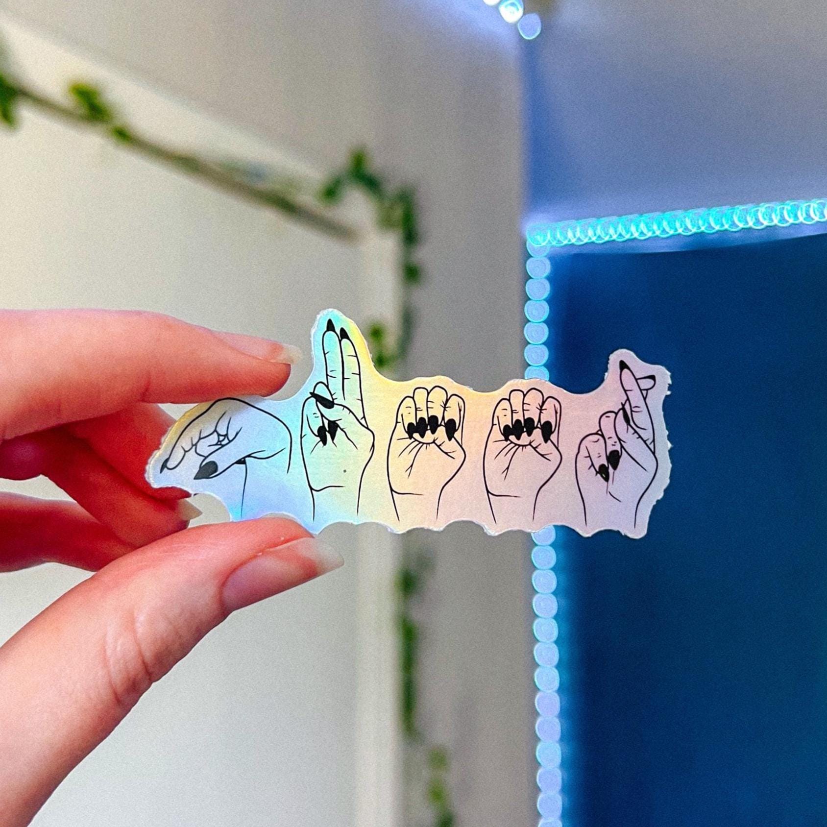 Queer Sign Language ASL Queer Holographic Sticker | Subtle PRIDE Sticker | American Sign ...