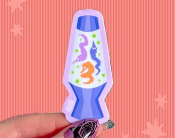 Lava Lamp Worm Sticker | Creatures Silly String Vinyl Retro Y2K 2.5 Inch Small Decal Laptop Water Bottle Psychedelic Funky Colorful