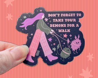 Take Your Demons Walk Sticker | Whimsy Fantasy | Colorful Whimsical Abstract | Mental Health | Therapy | Vinyl | Growth Healing Parts Work |