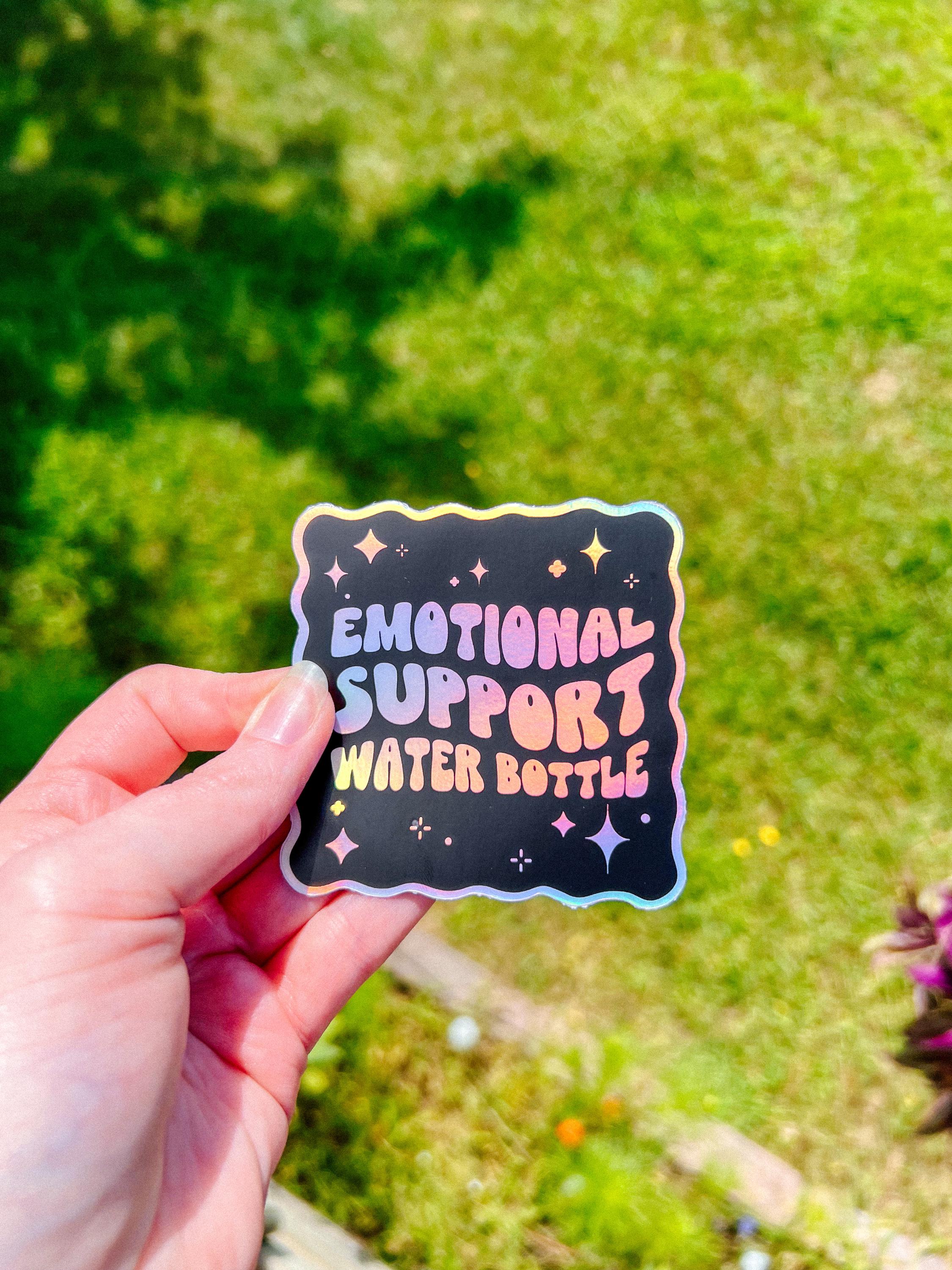 Emotional Support Water Bottle Holo Sticker | Autism, ADHD ...