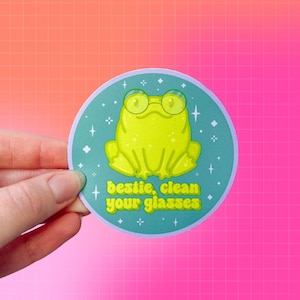 Bestie Clean Your Glasses Sticker | Frogs | Disability | Help Sticker | Daily Reminder | Visual Impairment | Blind | Cutie Animals
