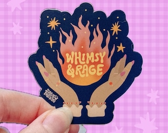 Whimsy & Rage Fire Sticker | Witchy Whimsigoth Fantasy | Colorful Whisical | Lefite | Political Politics | Vinyl | Protest Blue | Magic Star