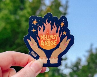 Whimsy & Rage Fire Sticker | Witchy Whimsigoth Fantasy | Colorful Whisical | Lefite | Political Politics | Vinyl | Protest Blue | Magic Star
