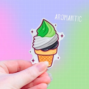 Aromantic Ice Cream Sticker | LGBTQIA | Subtle PRIDE Sticker | Queer | LGBTQ+ | Support Acceptance | Gender Identity | Flag Rainbow