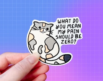 Chronic Pain Cat Sticker | Invisible | Funny Cat | Disability | Rare Disease | Spoonie | Chronic Illness | Awareness Support Warrior |