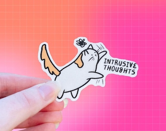 OCD Cat Sticker | Intrusive | Funny Cat | Invisible Disability | Neurodivergent | Mental Health | Awareness Support | Obsessive Compulsive