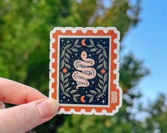 Rest Resist Revolt Reclaim Rebel  Sticker | Snake Stamp Fantasy | Colorful Whimsy | Lefite | Political Politics | Vinyl | Protest Blue |