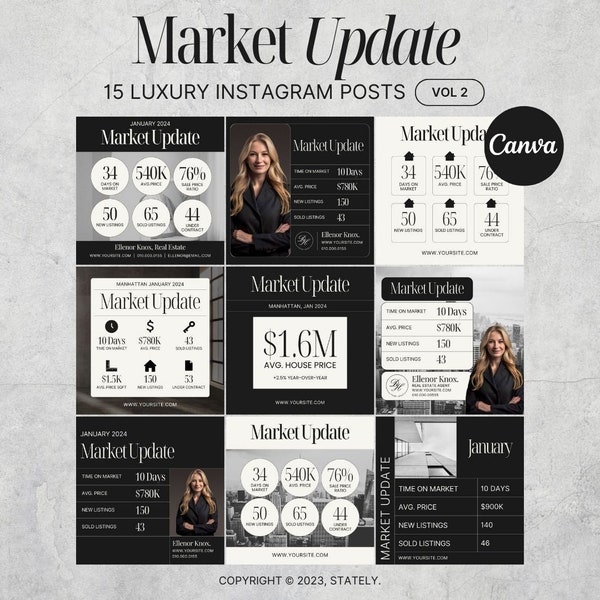 15 Market Update Instagram Post | Social Media Templates, Luxus Makler Marketing, Canva Template, Instagram Template Aesthetic