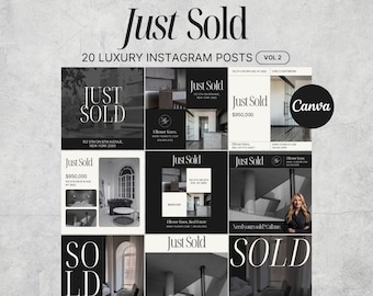 20 Net verkochte sociale media onroerend goed | Marketing luxe onroerend goed | Vastgoedlandbouw | Sjabloon zojuist verkocht makelaar | Canvassjabloon
