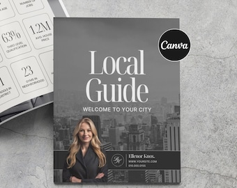 May include: A black and white image of a city skyline with a woman in a black blazer standing in front of it. The text "Local Guide" is in large white letters above the skyline. The text "Welcome to Your City" is in smaller white letters below the skyline. The text "Luxury Real Estate Vol 2" is in white letters at the bottom of the image.