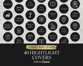 Luxury Real Estate Instagram Highlight Covers | Canva Template | Realtor Highlight Covers | Real Estate Social Media | Realtor Marketing