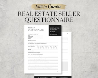Seller Questionnaire | Real Estate Marketing | Realtor Marketing | Home Seller Client Intake Sheet | Canva Template | Real Estate Checklist