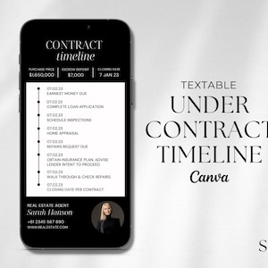Textable Under Contract Timeline for Real Estate Agents |  Digital Under Contract Flyer | Home Buying Process | Realtor Marketing Templates