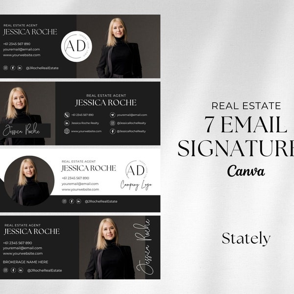 Email Signature Template Bundle | Gmail Signature | Real Estate Marketing | Modern Realtor Template | Editable Canva Email Marketing