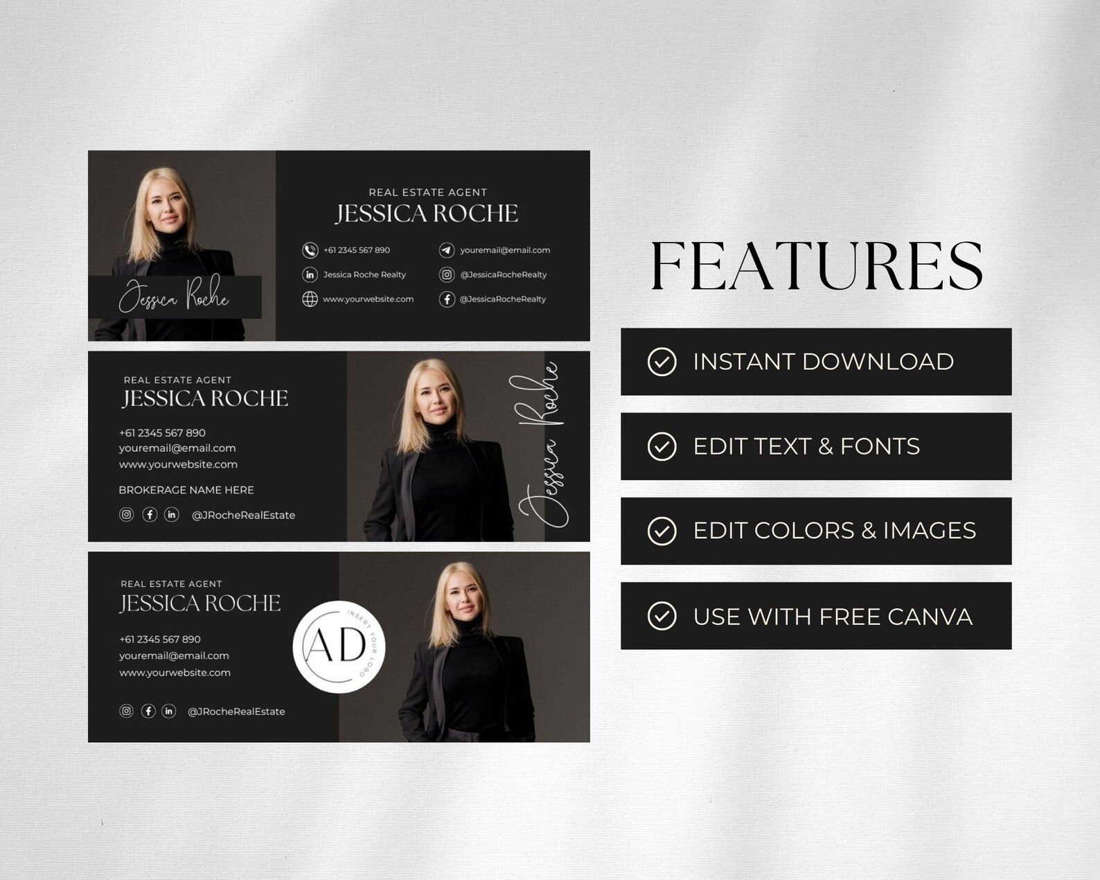 Email Signature Template Bundle Gmail Signature Real - Etsy
