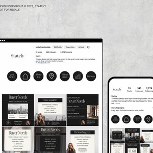 Puede incluir: Una plantilla de dise&ntilde;o de publicaci&oacute;n en redes sociales en blanco y negro para agentes inmobiliarios. La plantilla presenta una cuadr&iacute;cula de im&aacute;genes con superposiciones de texto que dicen "Necesidades del comprador" y "Estoy buscando".